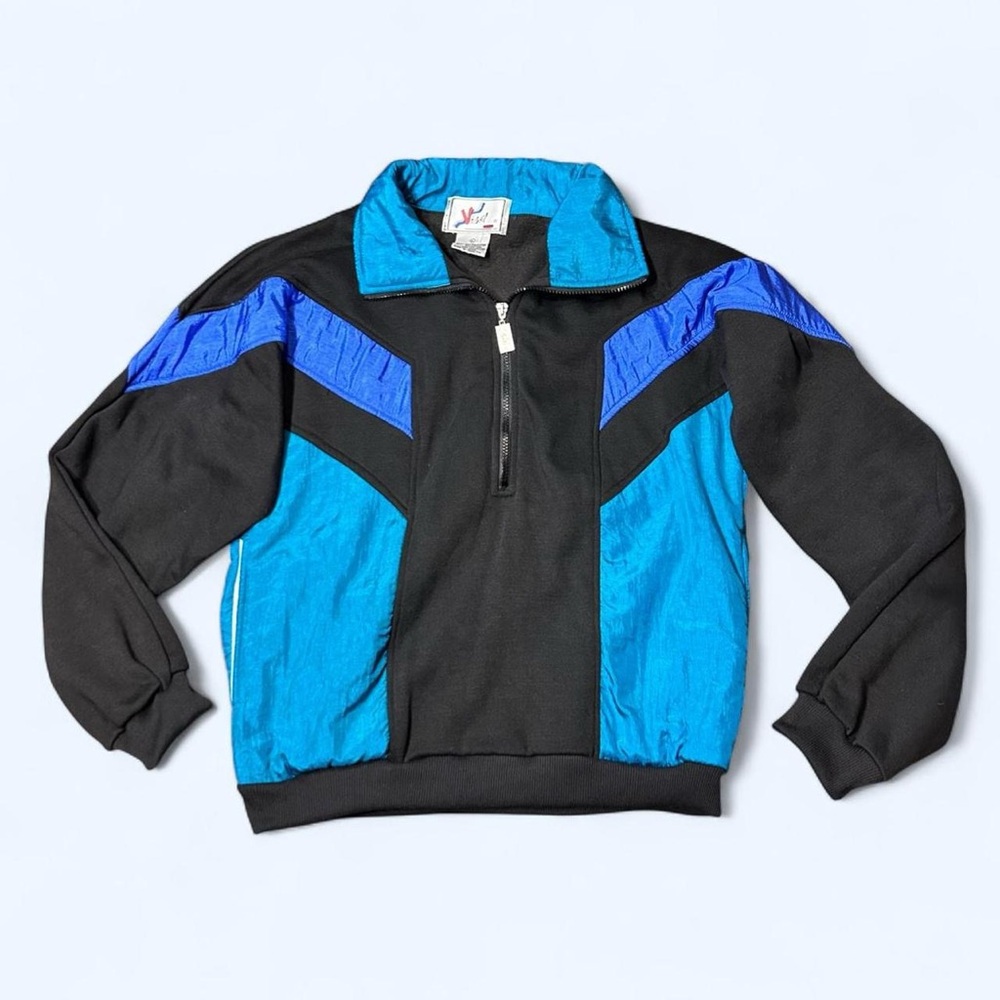 80s Blue Black Windbreaker Jacket by Vizor!